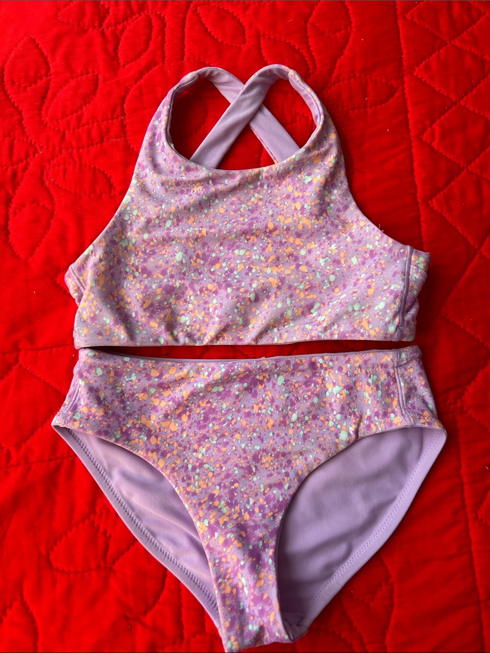 Athleta Reverdible Lilac/Confetti Two-Piece Swim Set
